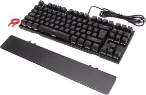 87 Key Blue Switch Mechanical Keyboard with RGB Backlight Ergonomic Design Detachable Wrist Rest for Gaming Typing ABS Material 5ft Cable Length