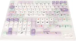 124 Key Mechanical Keyboard Keycaps, XDA Height PBT Material, Heat Sublimation Process, Compatible with 61/87/96/98/104/108 Keyboards, Ergonomic Design for Superior Typing Experi