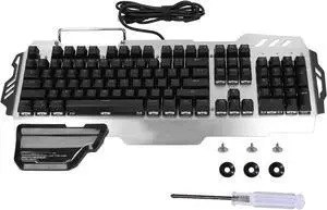 Mechanical Keyboard, 104 Keys USB Wired Mixed Light Office Keyboard Colorful Backlight Gaming Keyboard,Pluggable Green Axis,with Mobile Phone Holder, Ergonomic Hand Rest (Green axis RGB Colorful) ()