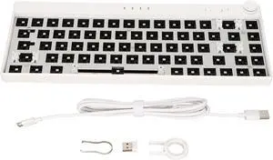 KOSDFOGE DIY Mechanical Keyboard Kit with Wireless and RGB Lighting, Ergonomic Design, Hot Swap Base, and Inbuilt 1500mAh Lithium Battery, Switch Hot Swap Strong ABS Custom Gaming Keyboard(White)
