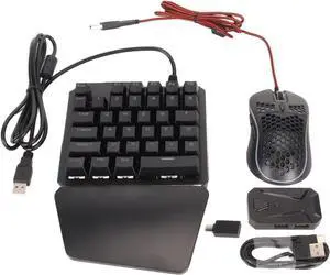 One Handed RGB Gaming Keyboard and Mouse Combo, Half Hand Wired Mechanical Keyboard Mouse Converter Set, One Key Auto Keyboard Mouse Adapter Combo for PS5 for PS3 4 for Switch