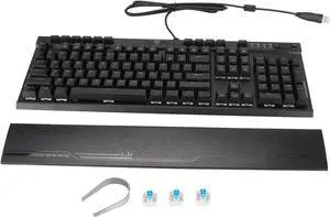 Restokki Mechanical Keyboard RGB Waterproof Macroprogramming Wired Keyboard E Sports Blue Switch Gaming Keyboard with Wrist Pad
