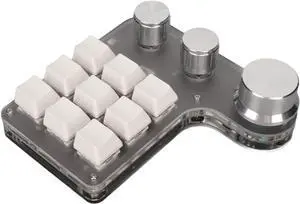 9 Keys Macro Mechanical Keyboard, Custom Keypad 3 Knobs Programmable RG Gaming Keyboards Backlit Keypads with One Handed for Computer Black Programming Software (White)