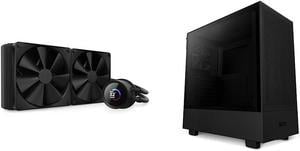 NZXT Kraken 280-280mm AIO CPU Liquid Cooler - Black & H5 Flow Compact ATX Mid-Tower PC Gaming Case  Black