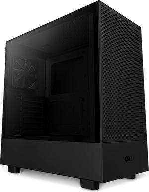 H5 Flow Compact ATX Mid-Tower PC Gaming Case  High Airflow Perforated Tempered Glass Front/Side Panel  Cable Management  2 x 120mm Fans Included  280mm Radiator Support  Black