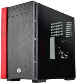 SilverStone Technology RL08BR-RGB Black and Red Micro-ATX Case with Tempered Glass Side Panel and 2 x120mm RGB Fans