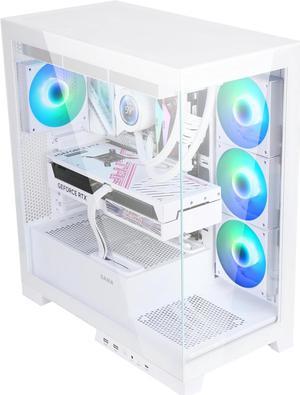 SAMA ATX Computer Case Tempered Glass Mid Tower USB 3.0 Type C Micro -ATX Gaming Case Supports ATX/M-ATX/ITX Adjustable I/O with 4 x Fixed RGB Fans
