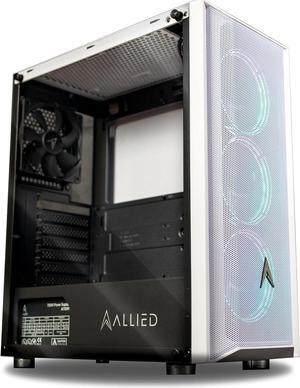 Allied Gaming Patriot ATX Tower Gaming Desktop Case: Tempered Glass Panel, 3X ARGB Fans Pre-Installed LED ARGB Fans, 1x USB 3.0 Ports, 2X USB 2.2 Ports, & Mesh Front Panel Airflow