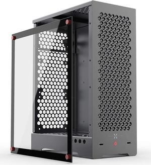 C1(C1 Upgraded Version)Micro ATX Computer Case for PC 2023 Mid Tower Aluminum Alloy Large Side Penetration MATX ITX Gaming Case in-Line Long Graphics Card ATX Power Supply 240 Water-Cooled Hard Drive