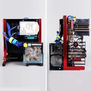 Open Frame Computer Case,Electronic Products Atx M Atx Itx Open Chassis Vertical Overclocking Test Chassis Rack Handle Black (Red)