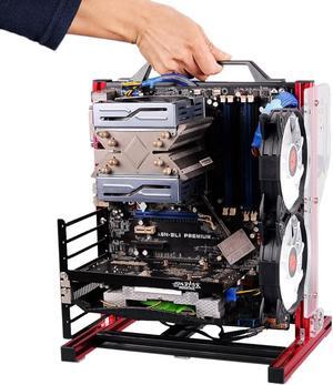 EDIY PC Test Bench Portable Vertical PC Open Air Case for ATX MATX Motherboard Aluminum Acrylic Computer Case DIY Mod Host Stand ATX ITX, Black