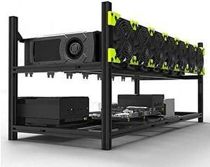 8 GPU Aluminum Stackable Open Air Mining Computer Frame Rig Ethereum Veddha with 7 Fans