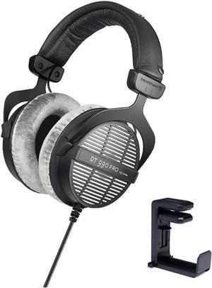 beyerdynamic DT-990 Pro Acoustically Open Headphones (250 Ohms) with Knox Gear Headphone Hanger Mount with Built-in Cable Organizer Bundle (2 Items)