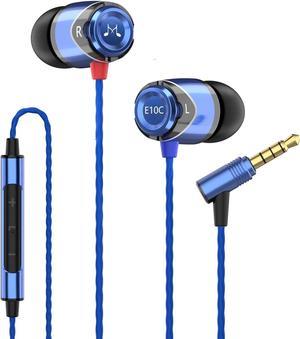 SoundMAGIC E10C Wired Earbuds with Microphone HiFi Stereo Earphones Noise Isolating in Ear Headphones Powerful Bass Tangle Free Cord Blue
