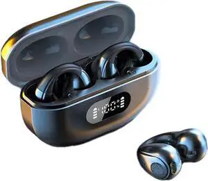 AuspicLC Wireless Earbuds Bluetooth Earphones Not in The Ear Headset Bluetooth 5.3 Led Display Waterproof Headphones with Earplugs Suitable for Sports and Running Training (Black)