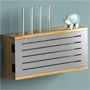 Wall-Mounted Router Storage Box WiFi Router Fenches Router Organizer Suitable for Home Office Desktop Storage Box (Color : Gray2, Size : 42.4x10x20cm)