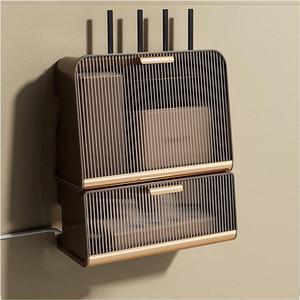 Wifi Router Shelf Storage BoxFloating TV Shelf WiFi Router Storage Box Wall Mount, Multi Layer Wireless Router Storage Shelf, Power Strip and Cable Management Hider Rack, Desktop Organizer Box, Deco