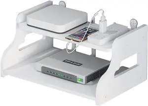 Wireless WiFi Router Storage Box Set Top Box Rack Punch Free WiFi Router Storage Box Power Strip Protector Hider Cord Management Container (Color : White-B, Size : 30x20x13cm)