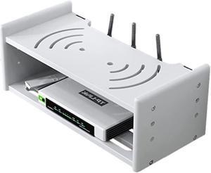 LINGERIN Wireless Router Storage Box Router Fences Wall Shelf WiFi Router Storage Box Wireless WiFi Router Shelf Wall Mount Floating Shelf Desktop Storage Box (Color : White, Size : 30x18.5x15cm)