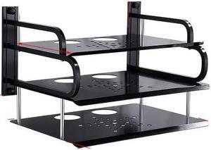 Wireless WiFi Router Boxes/TV Set-Top Box/DVD Player Stand/Telephone Holder Rack Bracket Wall Mounting Black Silver Metal,for Home Decor 23.3.30 (Color : S Black Three Layers)