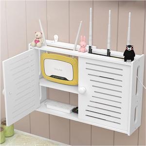 TV Lower Row Socket Occlusion Box WiFi Router Fenches Router Organizer Wall Shelf Stripe Wall Mounted Router Storage Box (Color : White, Size : 48x11.5x31cm)