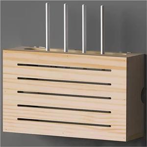 TV Lower Row Socket Occlusion Box Wireless WiFi Router Shelf Floating Shelves Router Bracket WiFi Storage Box (Color : Natural-b, Size : 34x10x20cm)