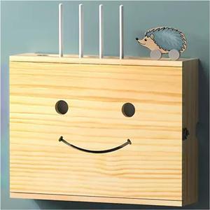 Cable Organizer Box WiFi Storage Box Modem WiFi Router Shelf Wireless Storage Box Floating Shelves Router Bracket (Color : Natural-b, Size : 52.4x10x42.4cm)