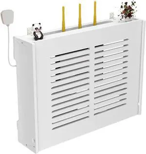 Wall Mounted TV Set Top Box Router Storage Box WiFi Wireless Router Storage Box TV Lower Row Socket Occlusion Box No Punching (Color : White, Size : 42x11x31cm)