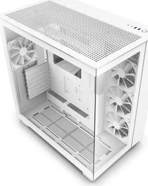 NZXT H9 Flow Dual-Chamber ATX Mid-Tower PC Gaming Case  High-Airflow Perforated Top Panel  Tempered Glass Front & Side Panels  360mm Radiator Support  Cable Management  White