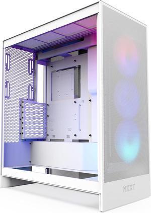 NZXT H7 Flow RGB | Mid-Tower ATX Airflow Case with RGB Fans | Supports Bottom Fans for Direct GPU Cooling | Includes 360mm RGB Single-Frame Fan Unit | Cable Management | White