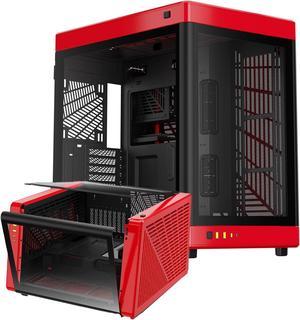 GAMDIAS RGB Tempered Glass Gaming Computer PC Case, 2-way Standing w/Vertical & Horizontal Orientaton & One-touch Open, Support up to 420mm AIO, Huge Cable Management & Excellent Airflow NESO P1 BR