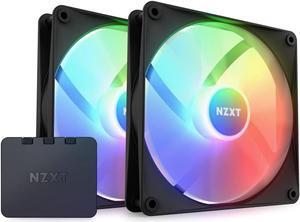 NZXT F140 RGB Core Twin Pack - 2 x 140mm Hub-Mounted RGB Fans with RGB Controller - 8 Individually-Addressable LEDs - Semi-Translucent Blades - High Static Pressure & Airflow - CAM Software - Black