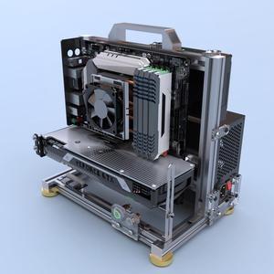 PC Chassis Desktop Computer Open Case Well Cooled Chassis Aluminum Material Test Bench includes Type-C Support Motherboard (MATX)