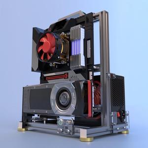 PC Chassis Desktop Computer Open Case Well Cooled Chassis Aluminum Material Test Bench includes Type-C Support Motherboard (ATX)