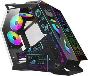 Computer Case Power Train Small K Heterogeneous Desktop Computer Case Open Type Sided Glass E-Sports Chassis M-ATX Mainboard 240 Cooler Dynamic(Black), 1