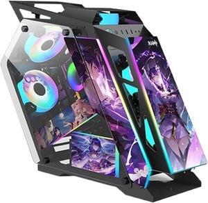 Computer Case Power Train Small K Heterogeneous Desktop Computer Case Open Type Sided Glass E-Sports Chassis M-ATX Mainboard 240 Cooler Dynamic(Raidenshogun), 1
