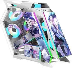 Computer Case Power Train Small K Heterogeneous Desktop Computer Case Open Type Sided Glass E-Sports Chassis M-ATX Mainboard 240 Cooler Dynamic(LOL), 1