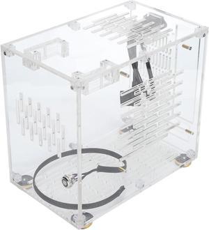 Clear Acrylic Mini ITX Case, Mini ITX Portable Computer Case, Transparent Acrylic Chassis, 360 Degree Open Air Cooling, DIY Desktop Computer Case. 100240V