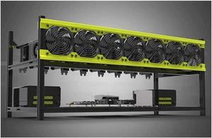 8 GPU with 7 Fans VEDDHA V3D Aluminum Stackable Open Air bitcon Ethereum Miner Mining Rig Rack Case Computer Tower ETH Miner Frame Rig