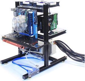 DIY PC Test Bench Computer Case Aluminum Open Chassis ATX Vertical Bracket Multi Bay 7 Hard Drive Rack Air-Cooled Frame NAS Heat Dissipation Support ATX Power Supply
