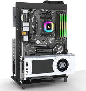 EDIY All Aluminum PC Case Open Air Test Bench Compatible ATX MATX ITX Motherboard Computer Vertical Personalized Chassis Support Liquid Cooling Black