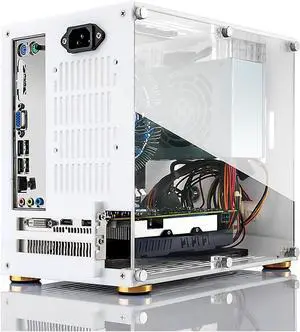 Mini ITX Computer Case, Small Form Factor Tempered Glass Panel, Open 360 Degree Skeleton Cooling Chassis for DIY Gamers, Compatible with Mini ITX Motherboard 170x170mm