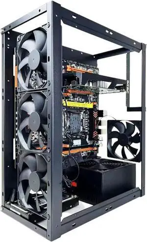 Computer Case DIY Computer Motherboard Case Rack Aluminum Frame Chassis Cooling Rack Stand Open Chassis Support Bracket Dynamic, 1, Black