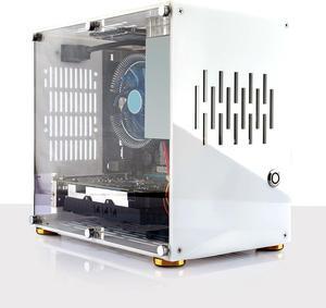 Mini ITX Case, Acrylic Side Transparent Mini ITX Cube Gaming Computer Case Chassis, 360 Degree Open DIY Gaming Desktop Computer Case for PC