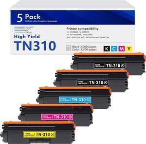 TN310BK TN310C TN310M TN310Y 5-Color Toner Cartridge Set, Compatible Replacement for Brother TN310 TN315 TN336 TN331 Toner HL-4570CDW HL-4150CDN Printer (2Black+1Cyan+1Magenta+1Yellow)