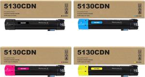 5130CDN 330-5851 330-5850 330-5843 330-5852 Toner Cartridge Compatible with Dell 5120CDN 5130CDN 5140CDN Printers(Black Cyan Magenta Yellow,4 Pack)