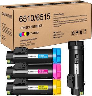 6510 6515 Extra High Capacity 4-Color Set Compatible 106R03480 106R03477 106R03478 106R03479 Toner Cartridge Replacement for Xerox Phaser 6510 WorkCentre 6515 Printer Toner (BK/C/M/Y).