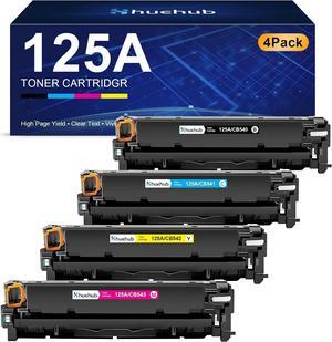 125A Black Cyan Magenta Yellow Toner Cartridge High Yield Replactment   125A CB540A CB541A CB542A CB543A Toner for Color MFP CP1215 CP1515n CP1518ni CM1312 CM1312nfi Printer - 4 Pack