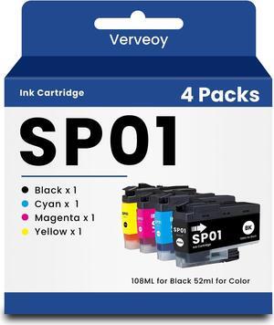 SP-1 SP01 Sublimation Ink Cartridge 4-Pack Set Compatible for Brother SP01BKS SP01CS SP01MS SP01YS Sublimation Ink Cartridge for SP-1 SP1 Sublimation Inkjet Printer (Black, Cyan, Magenta, Yellow)