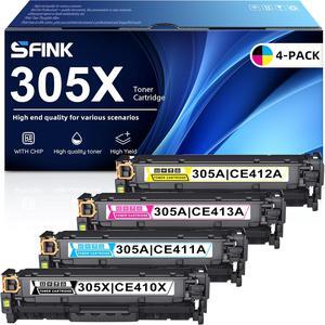 305X Toner Cartridge Replacement   305X 305A CE410X with Chip High-Yield Toner Works with Laserj Pro 400 Color M451dw M451dn M451nw MFP M475dw M475dn M375nw Printer(Black, Cyan, Magenta, Yellow)